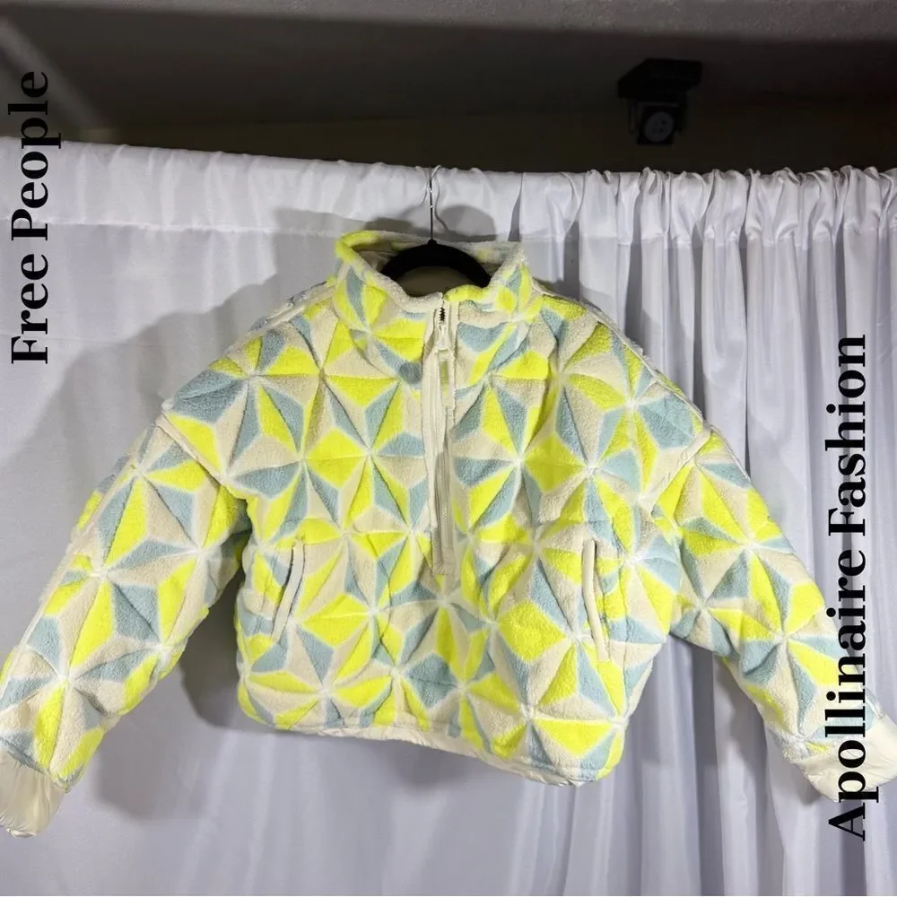 FP MOVEMENT MOUNTAIN HIGH 3D PRINTED 1/2 ZIP FLEECE IN SOUR CITRUS XL NWT - Picture 5 of 11